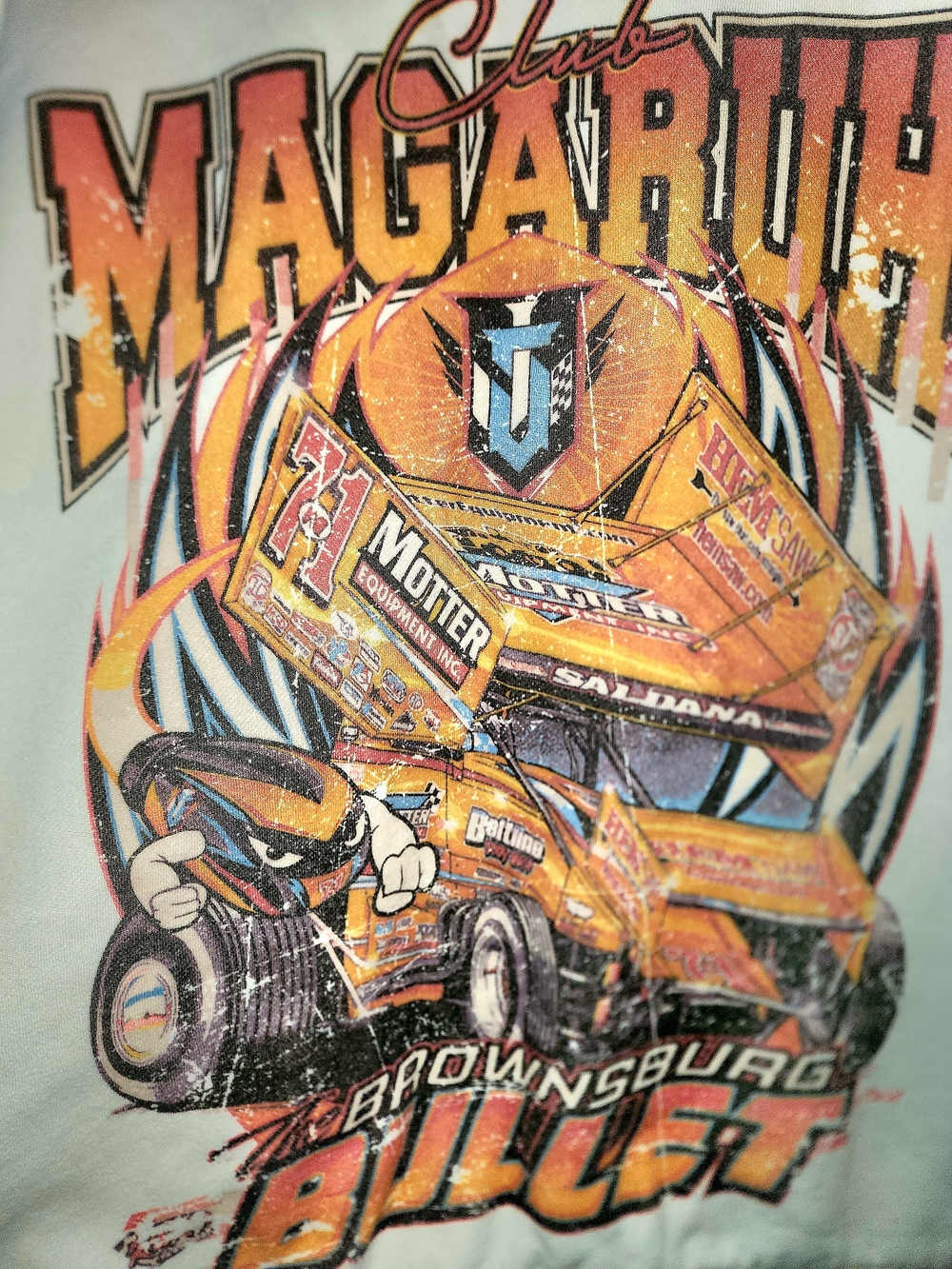 Edikted White Sweatshirt with Orange Racing Graphic